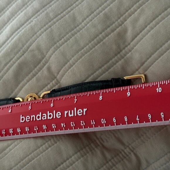 Versace 1015270 Medusa Calf Black Leather Embossed Croc Bracelet - Picture 3 of 10